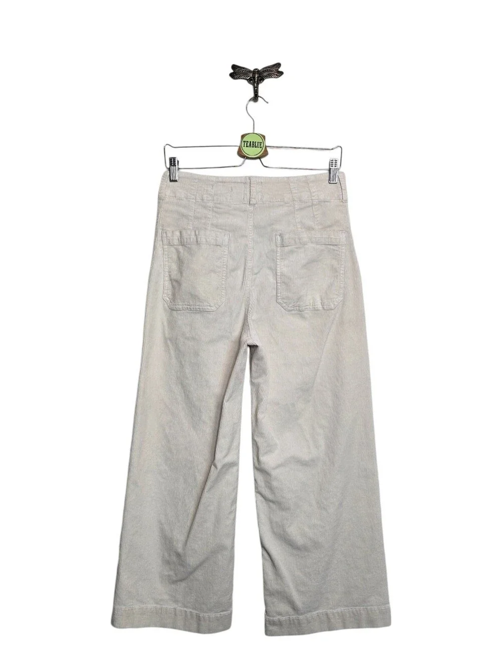 Maeve Anthropologie Colette Crop Pants Corduroy Wide Leg Trousers Cream 30 - Picture 3 of 13